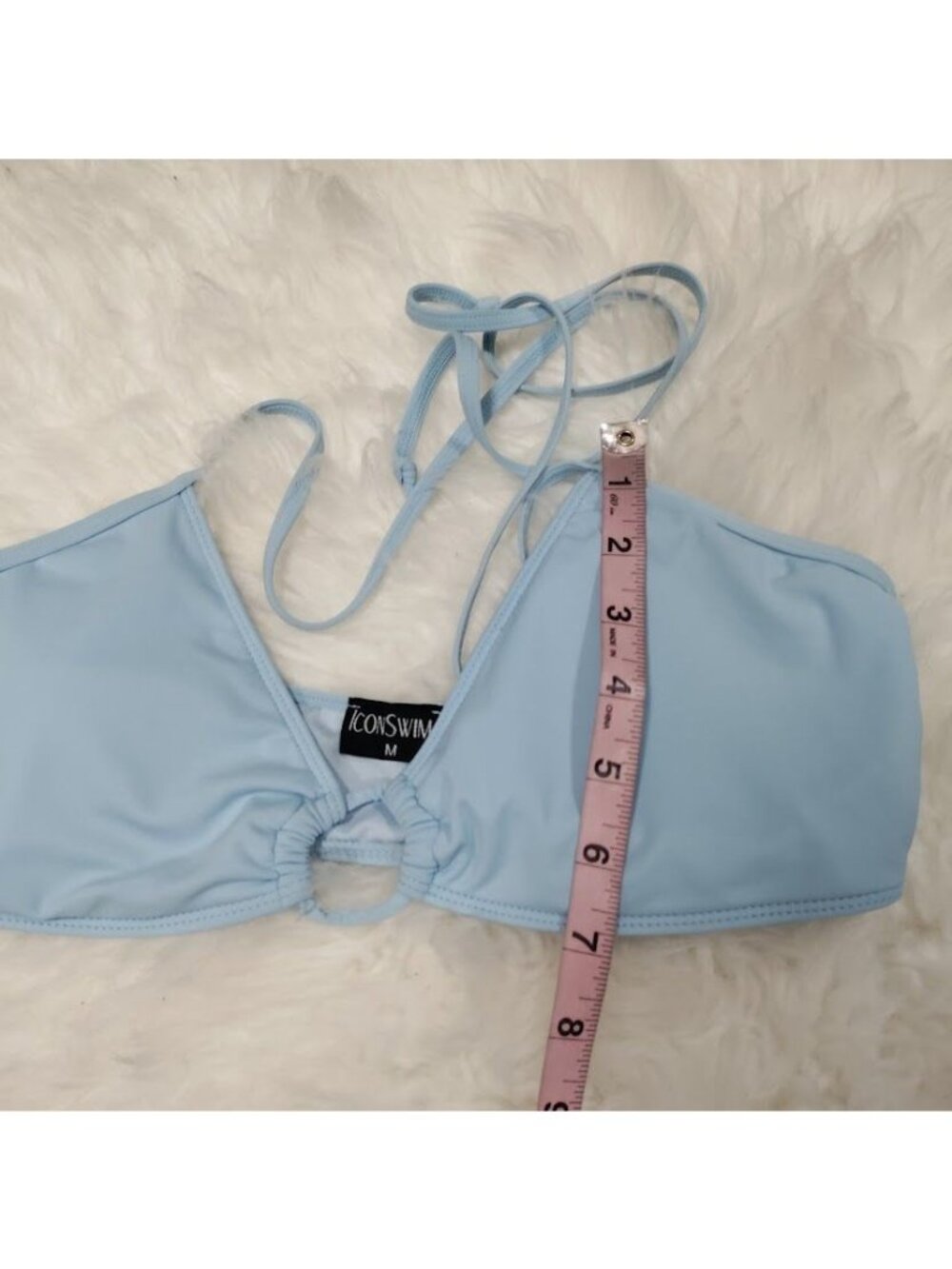 Icon Swim Light Blue Bikini Set With Ruched Cover Up Skirt & Halter Top Size S - Picture 3 of 13